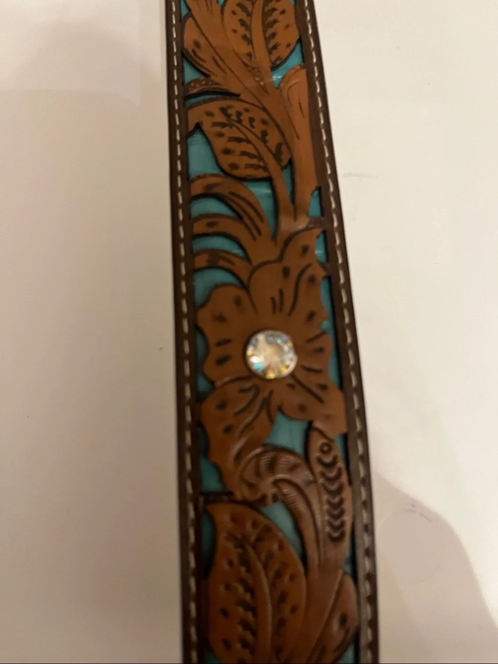 New Women’s Western Style Tooled Brown Belt Size L